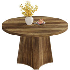 47 Industrial Round Dining Table with Pedestal for 4-6 People