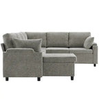 Sofa modułowa w kształcie litery U z chenille, z 2 uchwytami na kubki i portami ładowania, sofa rozkładana do salonu