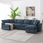 Modułowa sofa chmurowa w kształcie litery U z otomaną, rozkładana sofa z funkcją spania