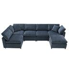 Modułowa sofa chmurowa w kształcie litery U z otomaną, rozkładana sofa z funkcją spania