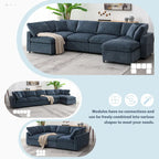 Modułowa sofa chmurowa w kształcie litery U z otomaną, rozkładana sofa z funkcją spania