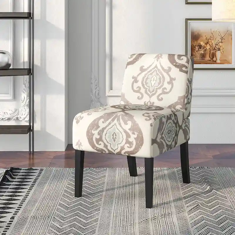 Bezpłatne krzesło Accent Vanity z nogami z drewna kauczukowego, tapicerowanym siedziskiem, w nowoczesnym stylu do sypialni lub biura
