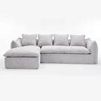 106,3 cala: Sofa narożna w kształcie litery „L” z 3 miejscami, szezlongiem i 4 poduszkami