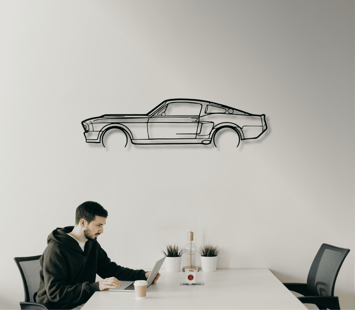 Ford Mustang 1967 Car Silhouette Metal Wall Art
