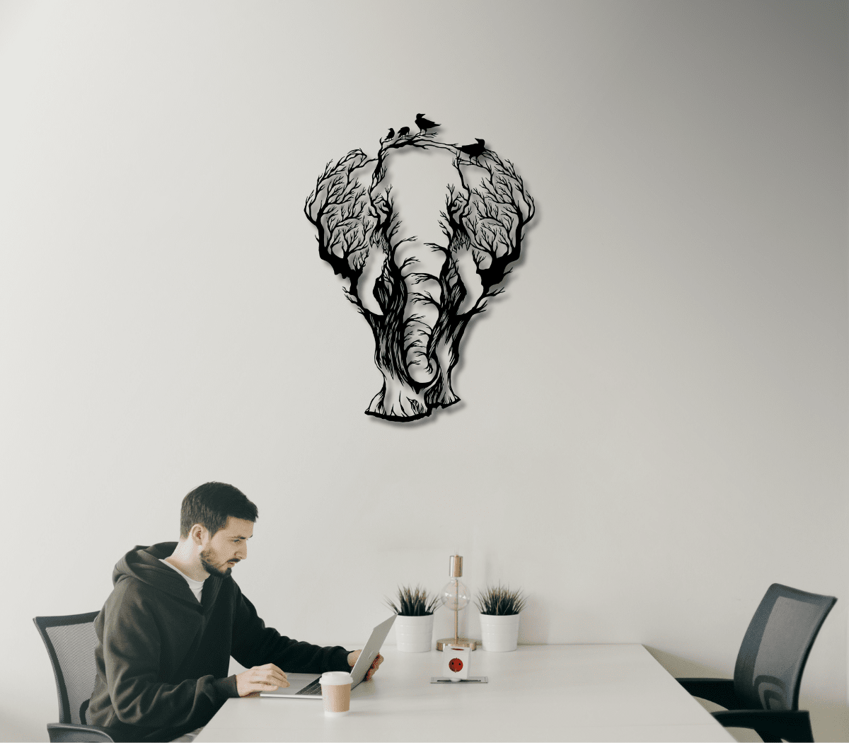 Elephant Silhouette Metal Wall Art