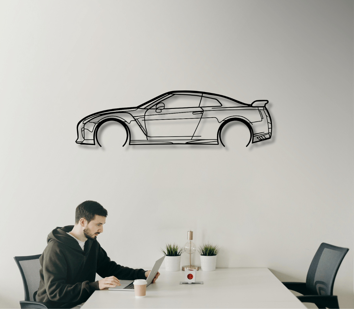 Nissan GTR R35 Car Silhouette Metal Wall Art