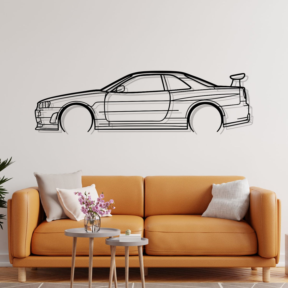 Nissan Skyline R34 Silhouette Metal Wall Art