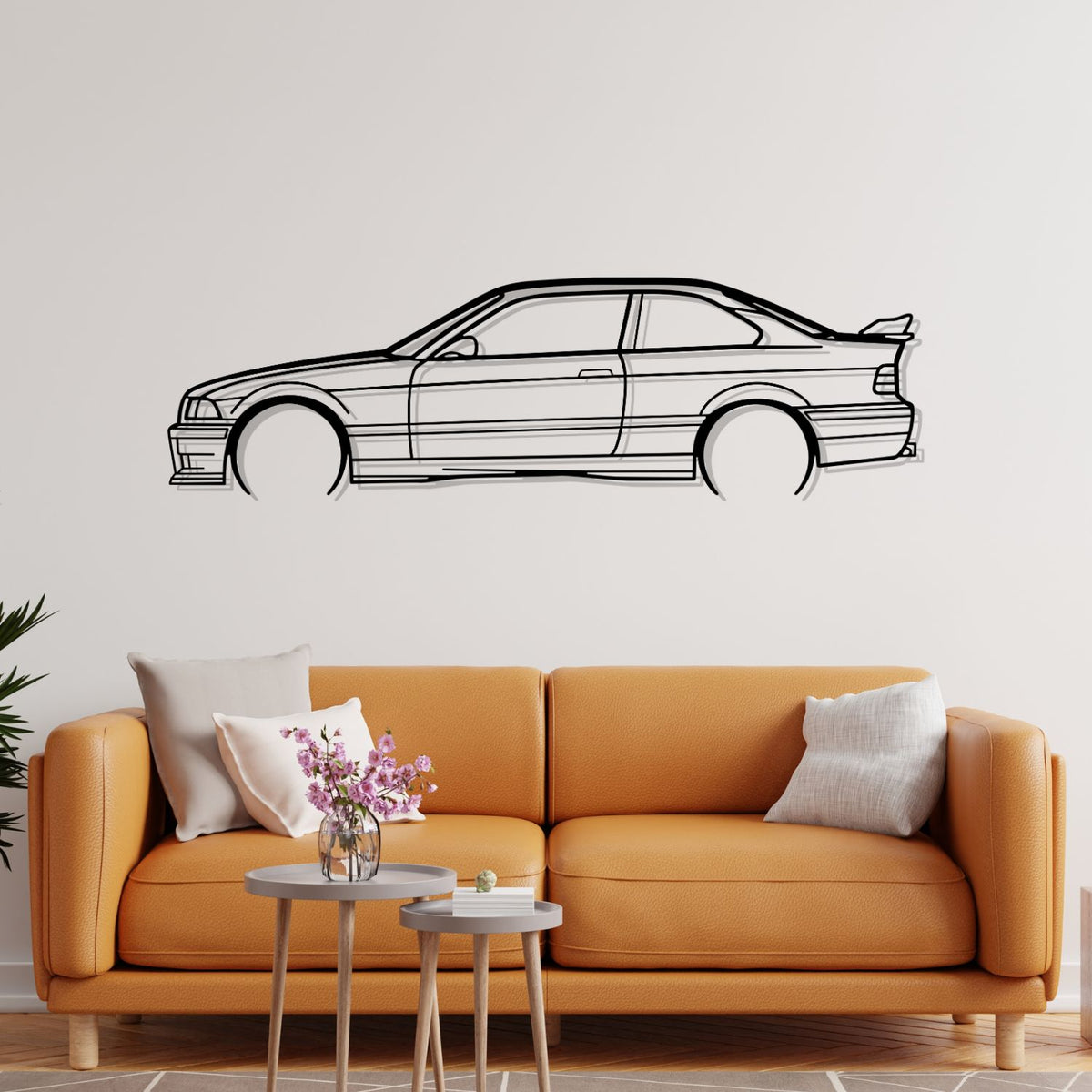 BMW E36 M3 Silhouette Metal Wall Art