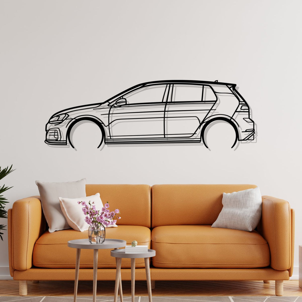 Volkswagen Golf 7 GTI Silhouette Metal Wall Art
