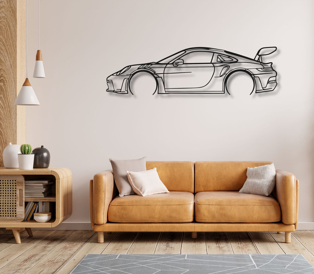 Porsche 911 GT3 RS Autosilhouette Metall Wandkunst 