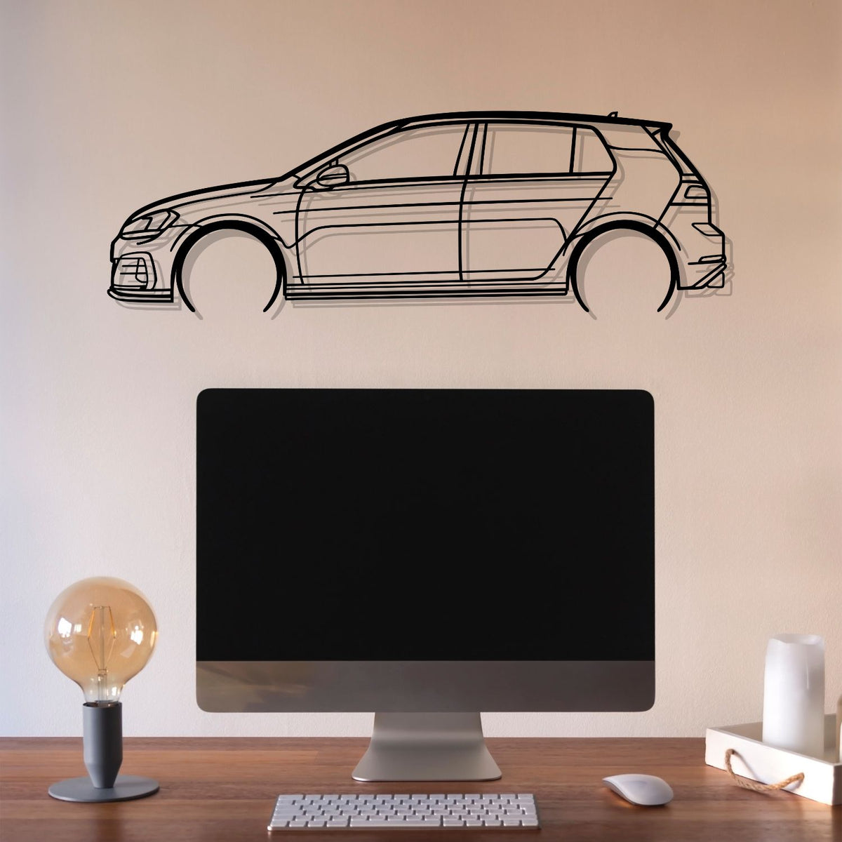 Volkswagen Golf 7 GTI Silhouette Metal Wall Art