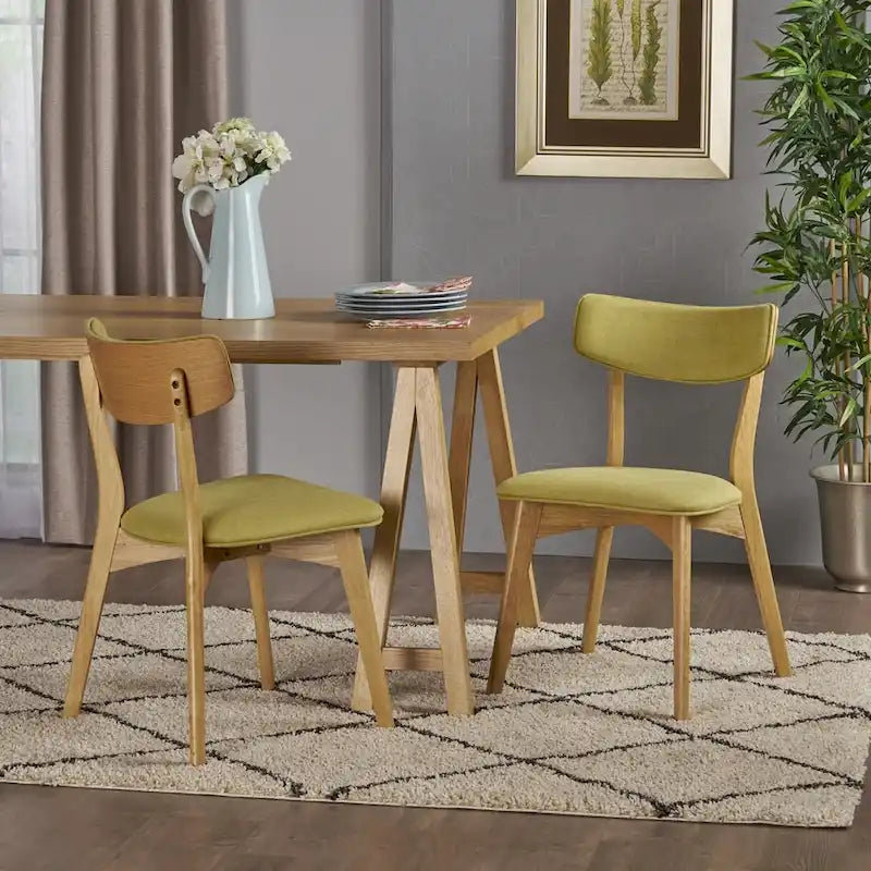 Tapicerowane krzesło do jadalni w stylu Mid-Century Modern, drewniane nogi, siedzisko akcentujące do kuchni i jadalni
