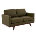 Nowoczesna sofa skórzana Chester dwuosobowa z podstawą z drewna brzozowego do salonu, sypialni, ogrodu, poczekalni - 58.27