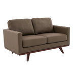 Nowoczesna sofa skórzana Chester dwuosobowa z podstawą z drewna brzozowego do salonu, sypialni, ogrodu, poczekalni - 58.27
