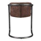 Zestaw 2 krzeseł jadalnianych w stylu industrialnym z licowej skóry z metalowymi nogami, 53 cm szer. x 61 cm gł. x 76 cm wys.