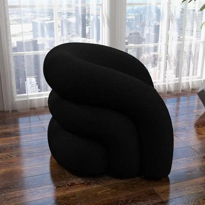 Obrotowy fotel akcentujący 360 stopni, tapicerowany aksamitem "Teddy" z eleganckim pikowanym oparciem, nowoczesny fotel do salonu