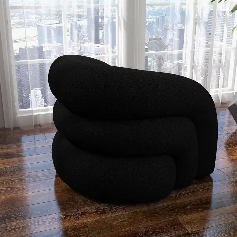 Obrotowy fotel akcentujący 360 stopni, tapicerowany aksamitem "Teddy" z eleganckim pikowanym oparciem, nowoczesny fotel do salonu