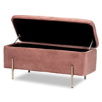 Ławka do przechowywania Rockwell Contemporary Glam&Luxe z aksamitną tapicerką i metalową podstawą
