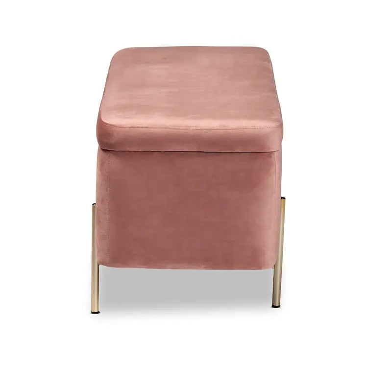 Ławka do przechowywania Rockwell Contemporary Glam&Luxe z aksamitną tapicerką i metalową podstawą