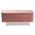 Ławka do przechowywania Rockwell Contemporary Glam&Luxe z aksamitną tapicerką i metalową podstawą