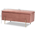 Ławka do przechowywania Rockwell Contemporary Glam&Luxe z aksamitną tapicerką i metalową podstawą