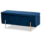 Ławka do przechowywania Rockwell Contemporary Glam&Luxe z aksamitną tapicerką i metalową podstawą