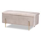 Ławka do przechowywania Rockwell Contemporary Glam&Luxe z aksamitną tapicerką i metalową podstawą
