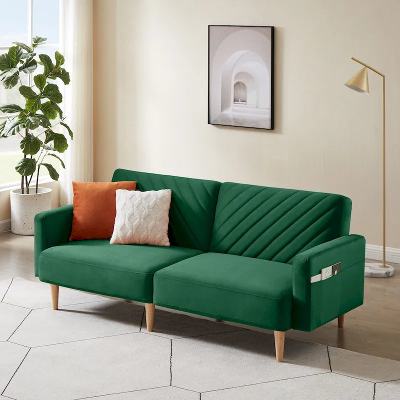 Nowoczesna rozkładana sofa, składany tapczan, oszczędzający miejsce futon do salonu lub pokoju gościnnego