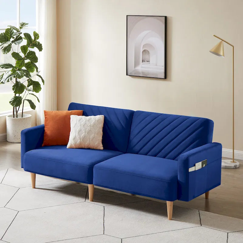 Nowoczesna rozkładana sofa, składany tapczan, oszczędzający miejsce futon do salonu lub pokoju gościnnego