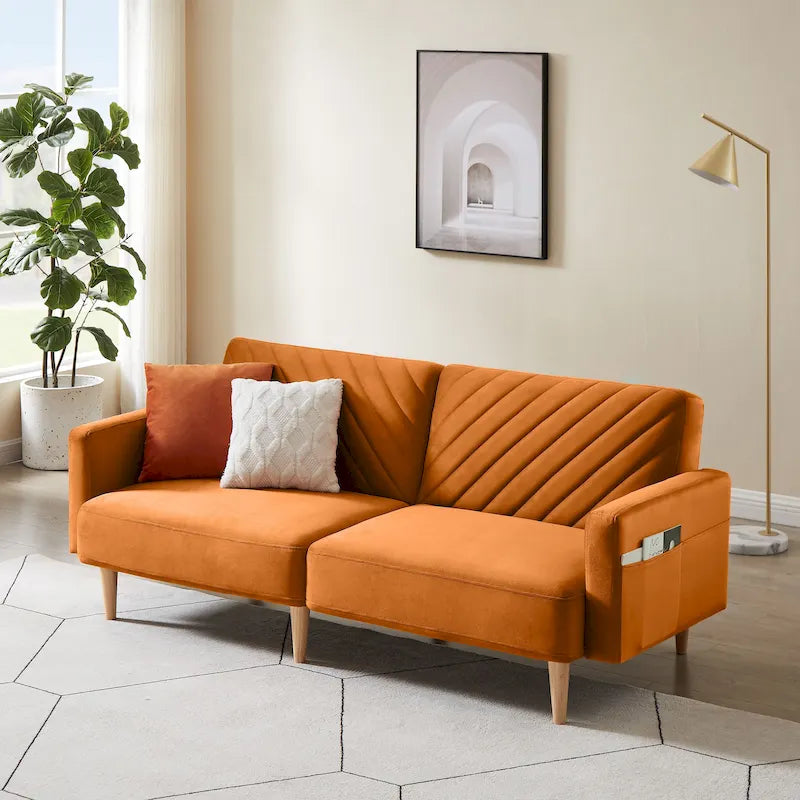 Nowoczesna rozkładana sofa, składany tapczan, oszczędzający miejsce futon do salonu lub pokoju gościnnego