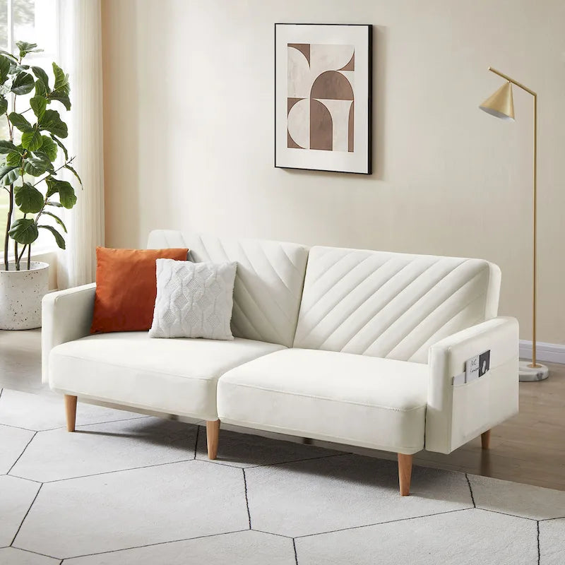 Nowoczesna rozkładana sofa, składany tapczan, oszczędzający miejsce futon do salonu lub pokoju gościnnego