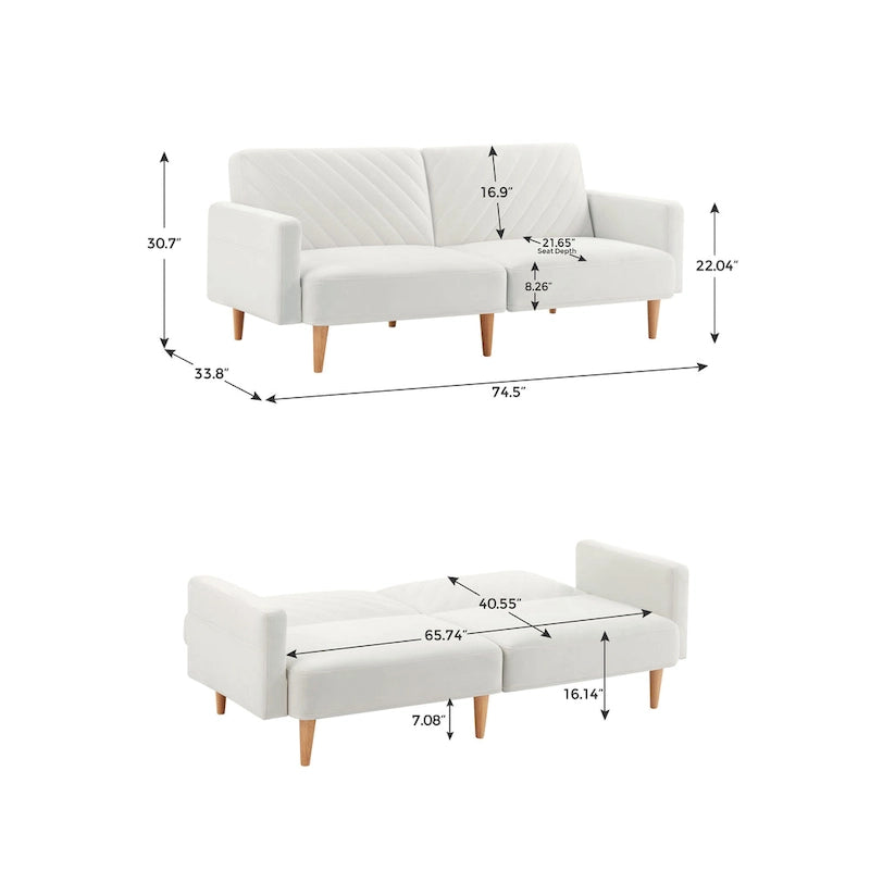 Nowoczesna rozkładana sofa, składany tapczan, oszczędzający miejsce futon do salonu lub pokoju gościnnego