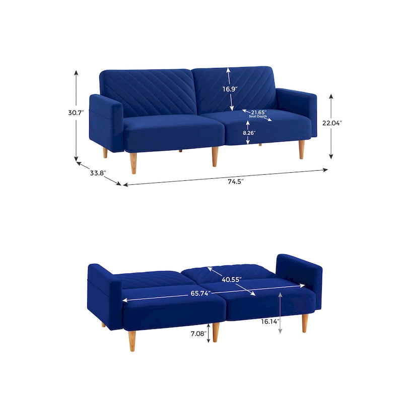 Nowoczesna rozkładana sofa, składany tapczan, oszczędzający miejsce futon do salonu lub pokoju gościnnego