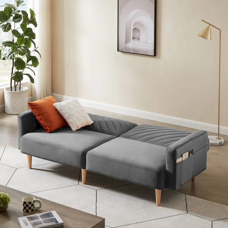 Nowoczesna rozkładana sofa, składany tapczan, oszczędzający miejsce futon do salonu lub pokoju gościnnego