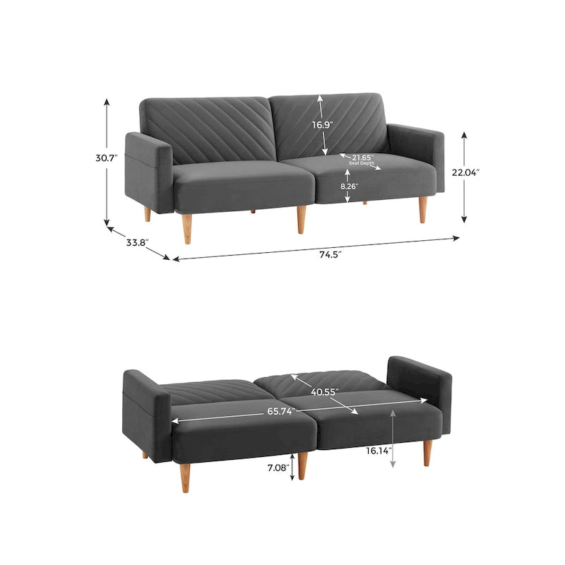 Nowoczesna rozkładana sofa, składany tapczan, oszczędzający miejsce futon do salonu lub pokoju gościnnego