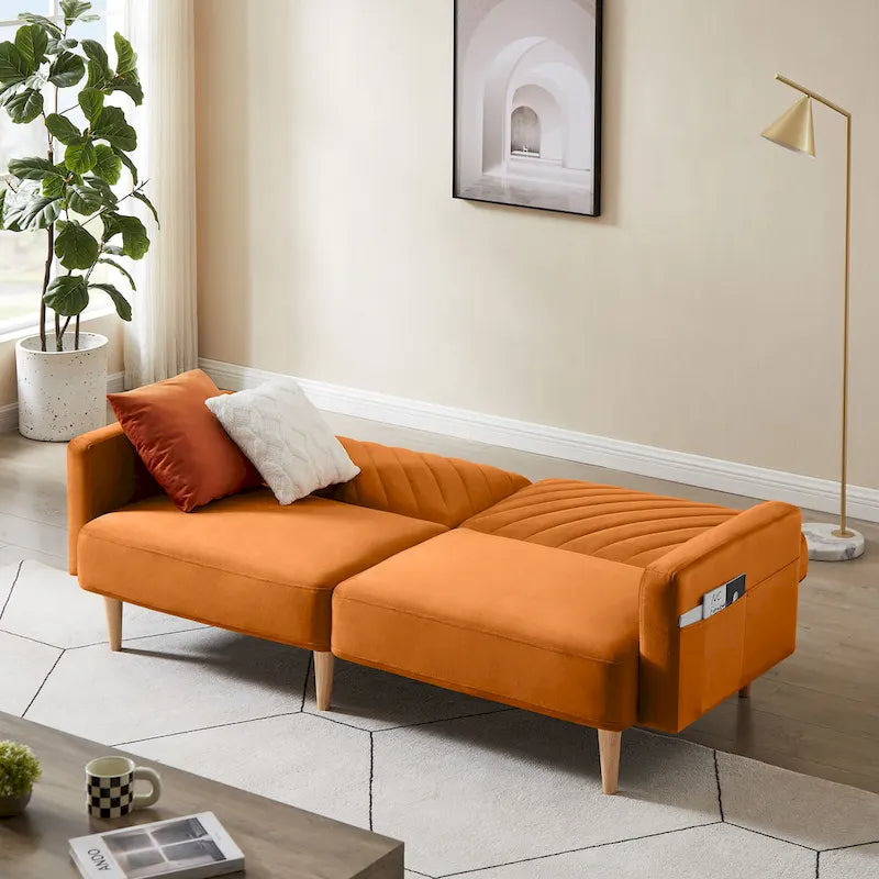 Nowoczesna rozkładana sofa, składany tapczan, oszczędzający miejsce futon do salonu lub pokoju gościnnego