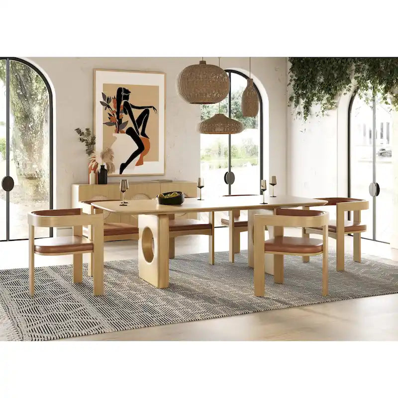 Nowoczesny stół do jadalni z białego dębu, prostokątny blat z litego drewna, współczesny styl do jadalni
