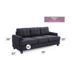 Sofa Sandridge z mikrofibry, prosta z rozszerzanymi podłokietnikami, 199 cm szerokości - 86 cm dł. x 199 cm szer. x 91 cm wys.