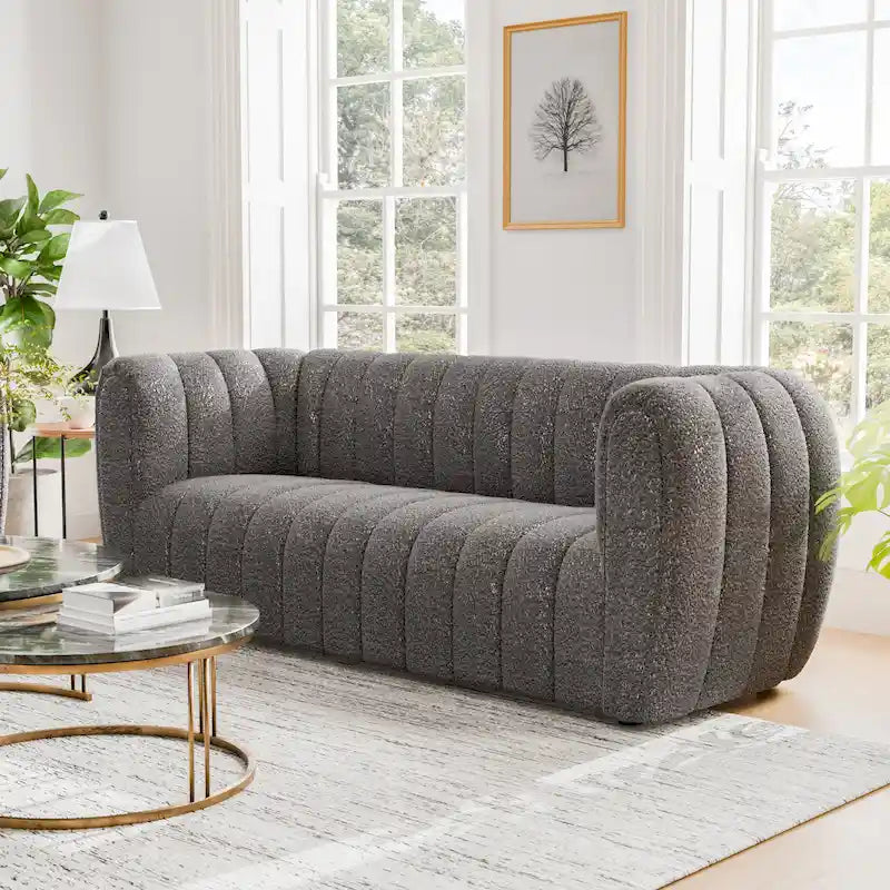 Obrotowy fotel akcentujący 360°, tapicerowany materiałem Teddy, elegancki, pikowany fotel do salonu