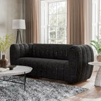 Obrotowy fotel akcentujący 360°, tapicerowany materiałem Teddy, elegancki, pikowany fotel do salonu