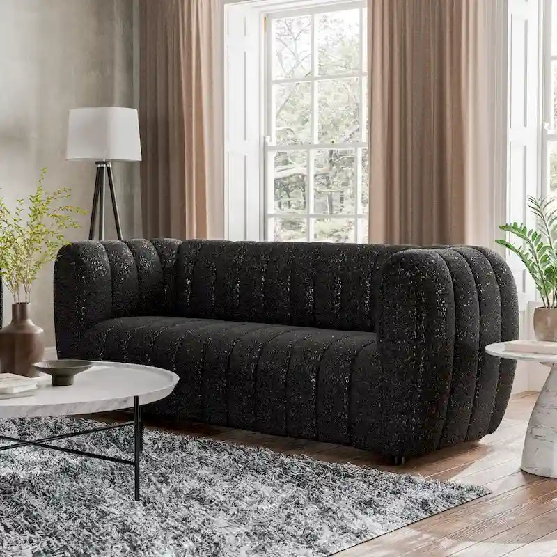 Obrotowy fotel akcentujący 360°, tapicerowany materiałem Teddy, elegancki, pikowany fotel do salonu