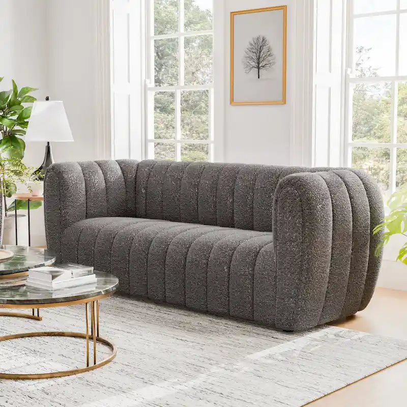 Obrotowy fotel akcentujący 360°, tapicerowany materiałem Teddy, elegancki, pikowany fotel do salonu