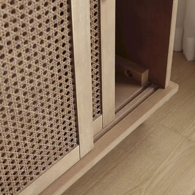 Zestaw 2 szafek/komód z naturalnego rattanu i trzciny, styl boho, do przechowywania, do salonu/przedpokoju