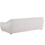 Biała trwała sofa tapicerowana z ramą z litego drewna