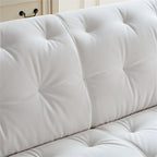 Biała trwała sofa tapicerowana z ramą z litego drewna