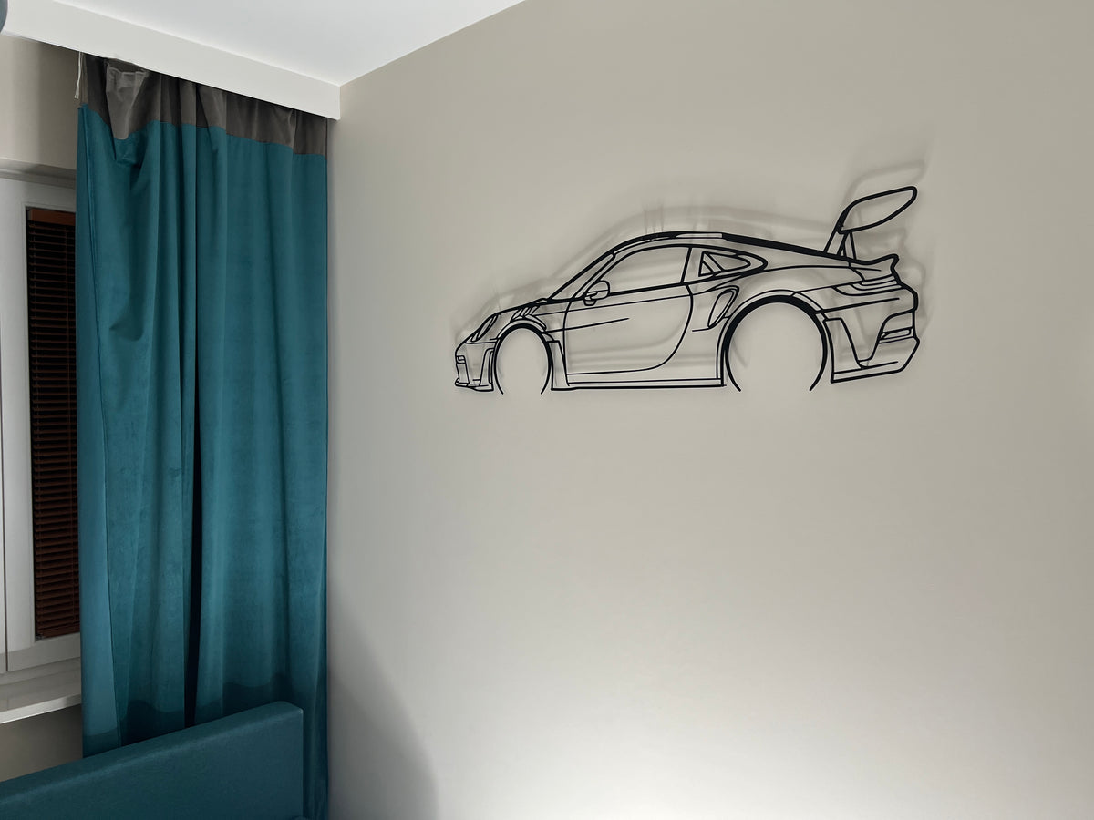 Porsche 911 GT3 RS model 992 Silhouette Metal Wall Art