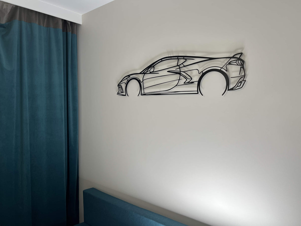 Corvette c8 Chevrolet Car Silhouette Metal Wall Art