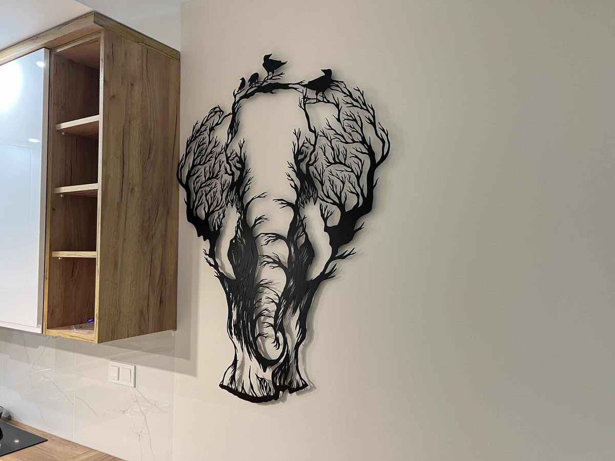 Elephant Silhouette Metal Wall Art