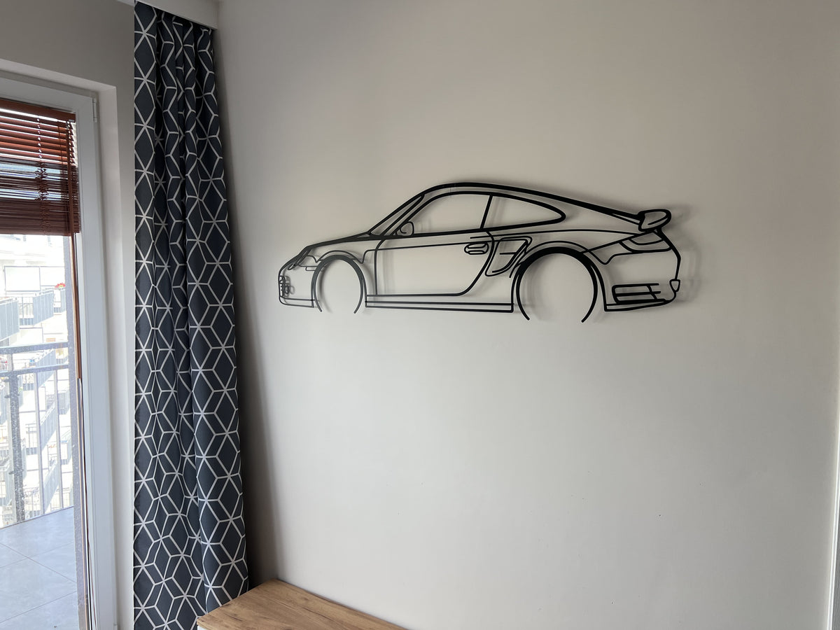 Porsche 911 Turbo S model 997 Silhouette Metal Wall Art
