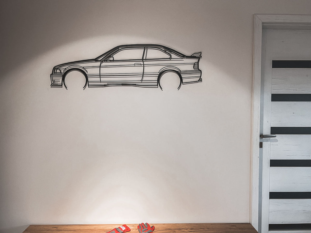 BMW E36 M3 Silhouette Metal Wall Art